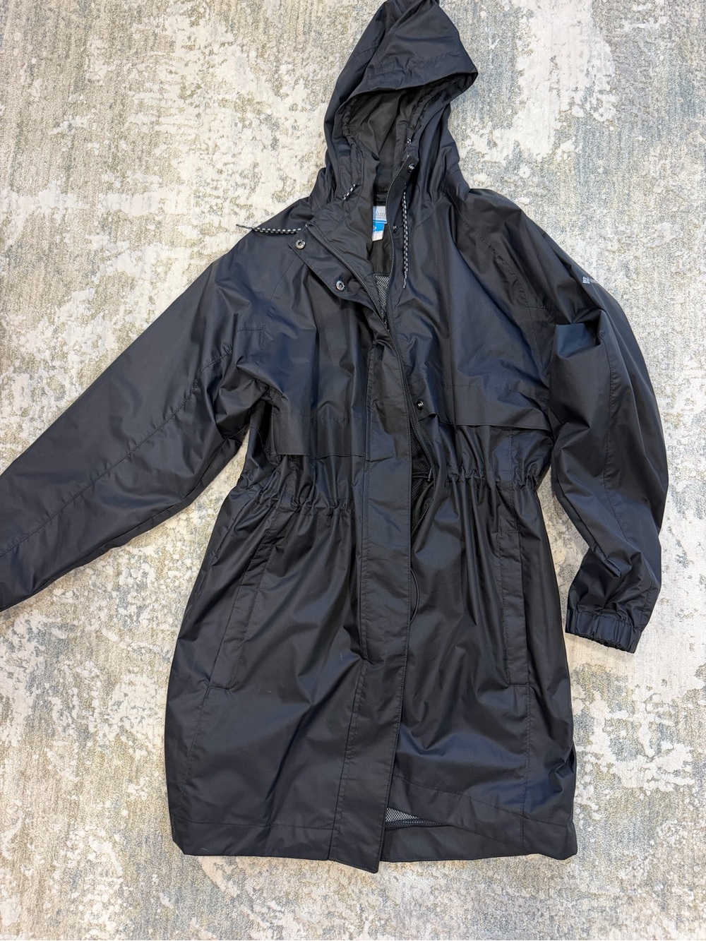 Women's Columbia Black Hooded Raincoat Jacket